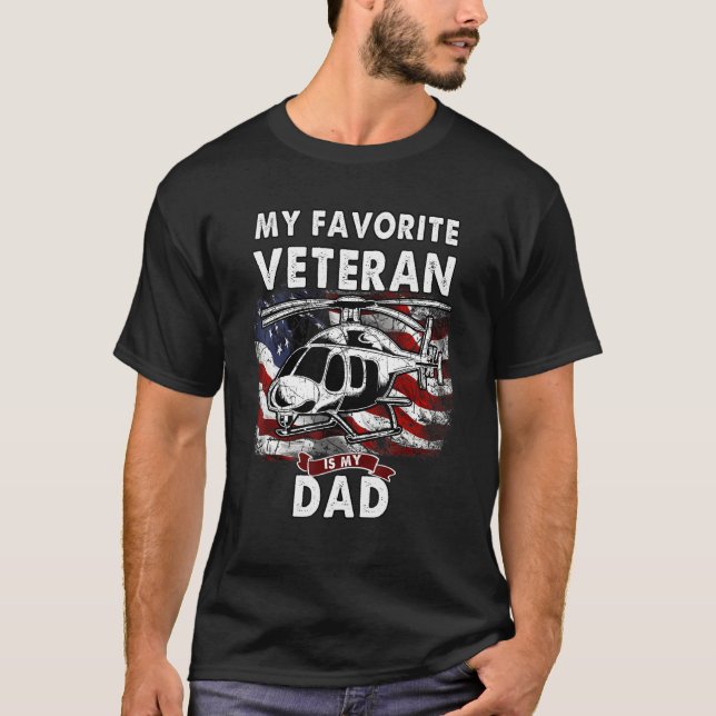 Camiseta my favorite veteran is my dad, Military helicopter (Frente)