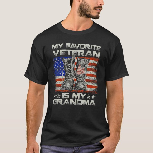 Camiseta My Favorite Veteran Is My Grandma Combat Boots Ame (Frente)
