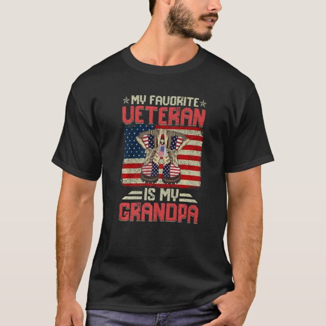 Camiseta My Favorite Veteran Is My Grandpa Combat Boots Ame (Frente)