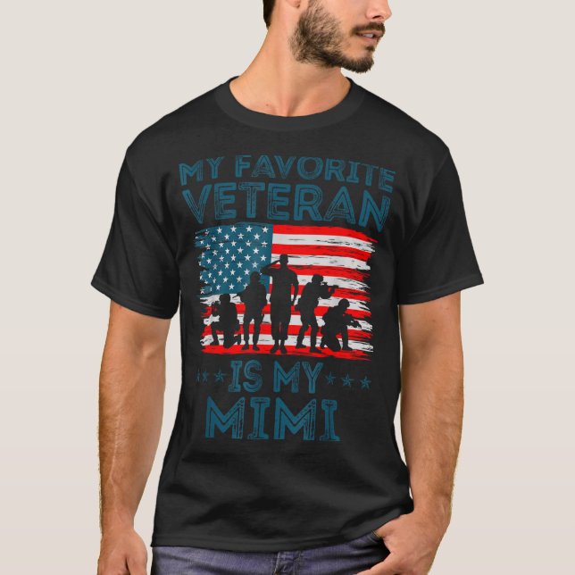 Camiseta My Favorite Veteran Is My Mimi American Flag Veter (Frente)