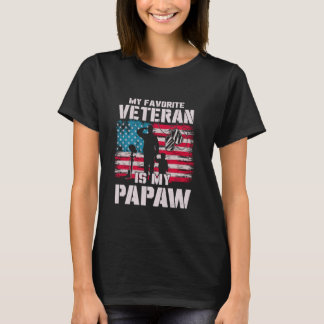 Camiseta My Favorite Veteran Is My Papaw American Flag Fath