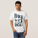 Camiseta My First Boo Men's Halloween T-Shirt - Fun Ghost<br><div class="desc">Get into the spooky spirit with this "My First Boo" Men's T-Shirt. Featuring a charming, hand-drawn comic-style typography, this shirt is the perfect blend of humor and minimalist design for any Halloween celebration. The playful message makes it a fantastic choice for matching family outfits, autumn parties, or as a relaxed...</div>