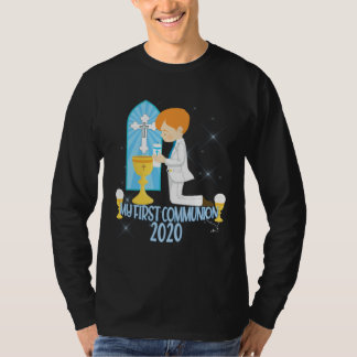 Camiseta My First Communion  Kids Boys Kneeling Candle Redh