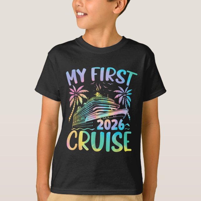 Camiseta My First Cruise 2026 Vacation Tie Dye Family Cruis (Frente)