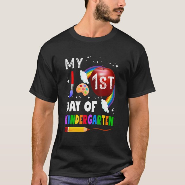 Camiseta My First Day Of Kindergarten  Colorful Rainbow (Frente)