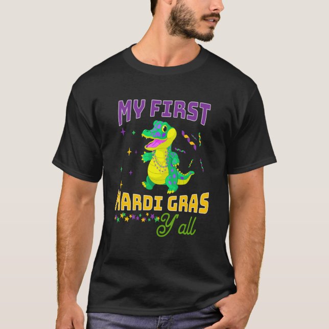 Camiseta My First Mardi Gras Y'all Carnival Parade Costume  (Frente)
