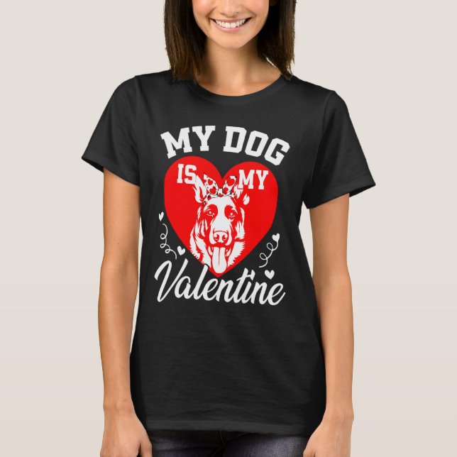 Camiseta My German Shepherd Is My Valentine Dog Lover Valen (Frente)