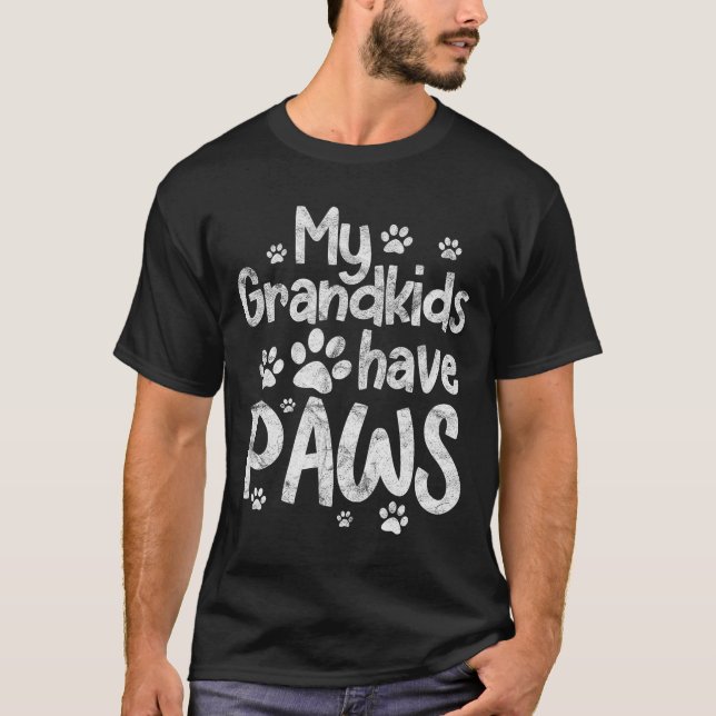 Camiseta My Grandkids Have Paws Funny Dog Cat Grandma Grand (Frente)
