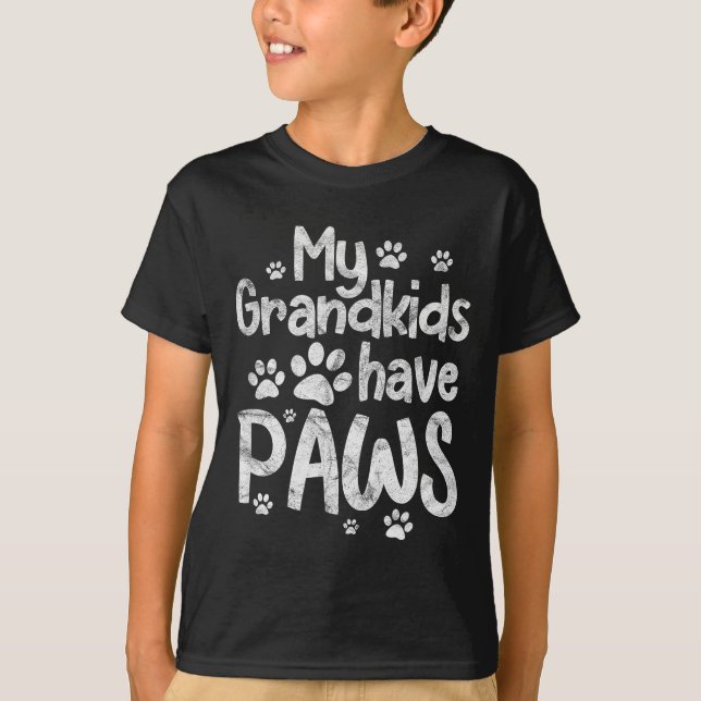 Camiseta My Grandkids Have Paws Funny Dog Cat Grandma Grand (Frente)