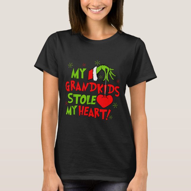 Camiseta My Grandkids Stole My Heart Christmas Holiday Gran (Frente)