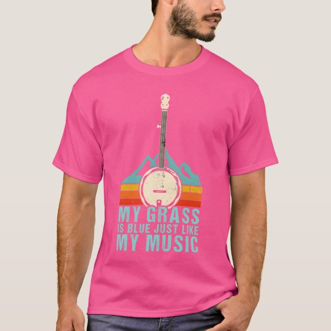 Camiseta My Grass Is Blue Like My Music Bluegrass Banjo fri (Frente)