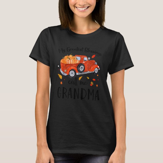 Camiseta My Greatest Blessings Call Me Grandma Pumpkin Truc (Frente)