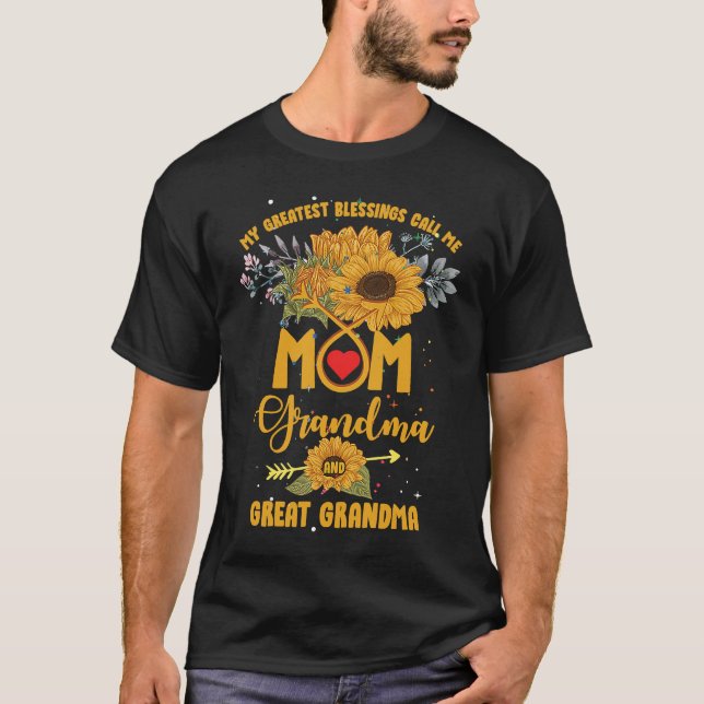 Camiseta My Greatest Blessings Call Me Mom Grandma Great Gr (Frente)