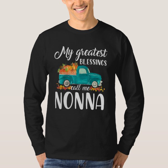 Camiseta My Greatest Blessings Call Me Nonna Truck Pumpkin (Frente)