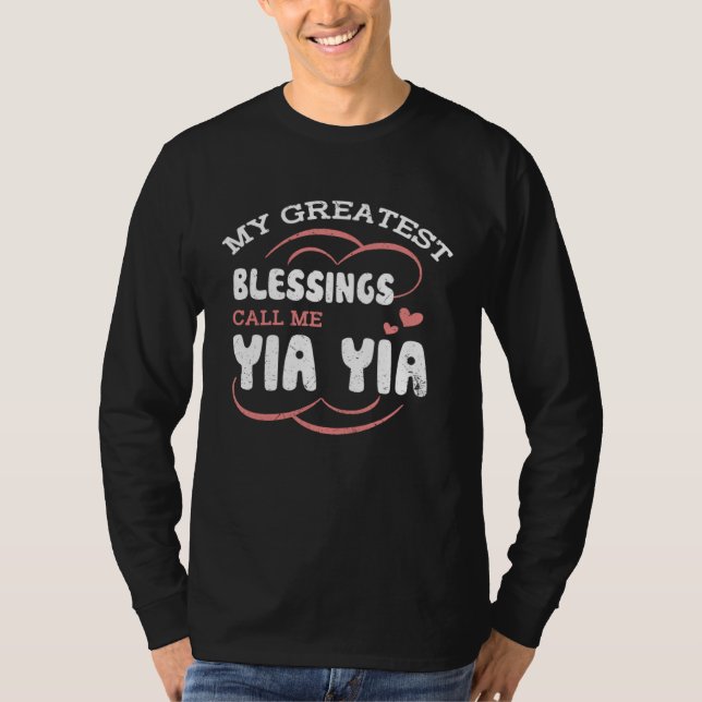 Camiseta My Greatest Blessings Call Me Yia Yia Grandma Moth (Frente)