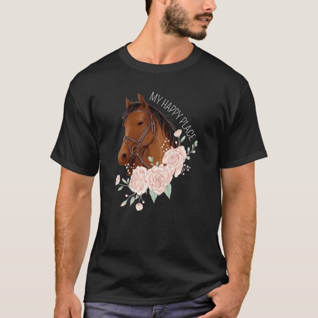Camiseta My Happy Place Equestrian Horseback Riding Horse 1 (Frente)