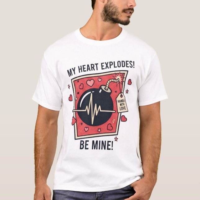 Camiseta "My Heart Explodes" Vintage Bomb Illustration (Frente)