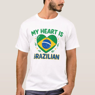 Camiseta My Heart Is Brazilian Cute Patriotic Design