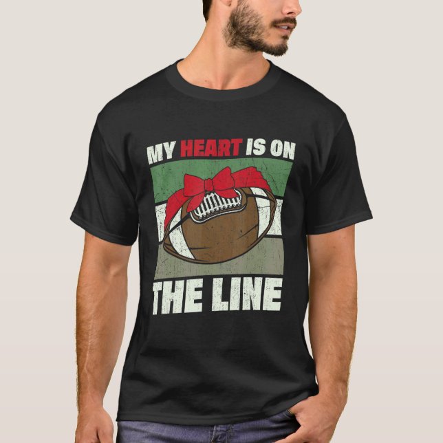 Camiseta My Heart Is On The Line Offensive Lineman Retro Vi (Frente)