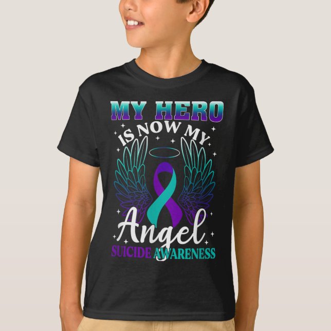 Camiseta My Hero Is Now My Angel Suicide Purple Turquoise S (Frente)
