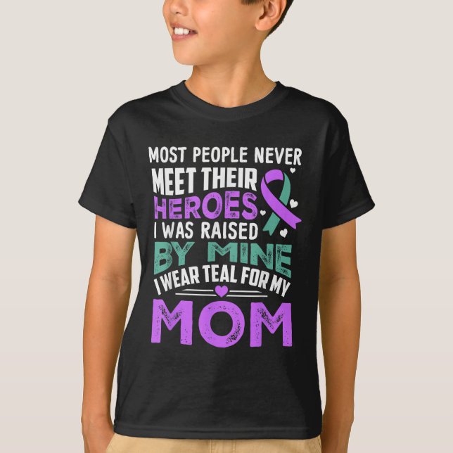 Camiseta My Heroes I Wear Purple For My Mom Heimer Awarenes (Frente)