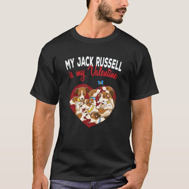 Camiseta My Jack Russell Terrier Is My Valentine Heart Vale (Frente)