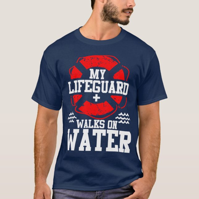 Camiseta My Lifeguard Walks on Water Christian Jesus Funn f (Frente)