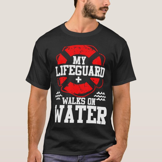 Camiseta My Lifeguard Walks on Water Christian Jesus Funn f (Frente)