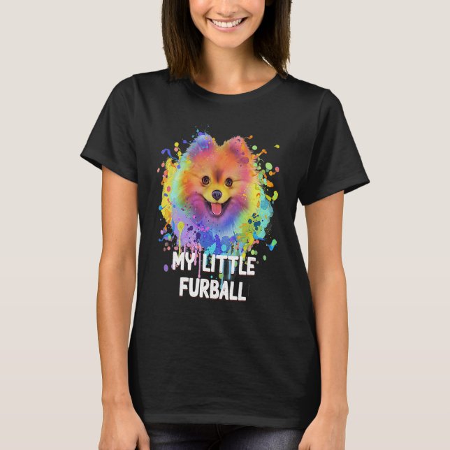Camiseta My Little Furball Funny Pomeranian Humor Pom Pom A (Frente)