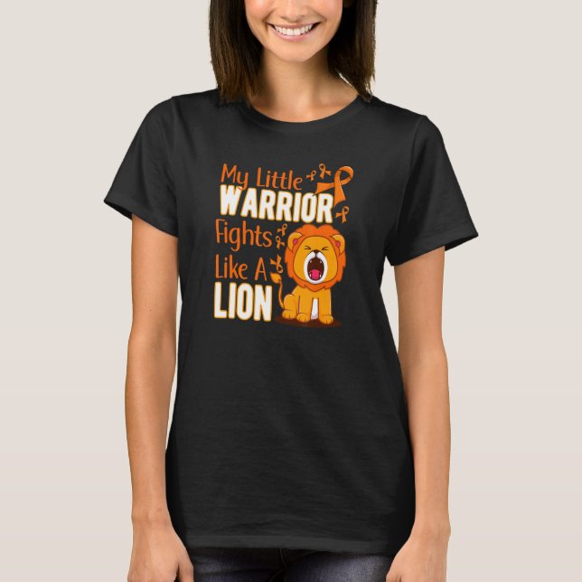 Camiseta My Little Warrior Fights Like A Lion Leukemia Awar (Frente)