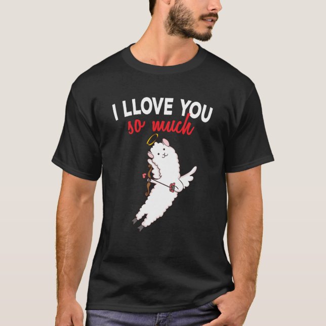 Camiseta My Llama Is My Valentine Alpaca Cupid Heart Valent (Frente)