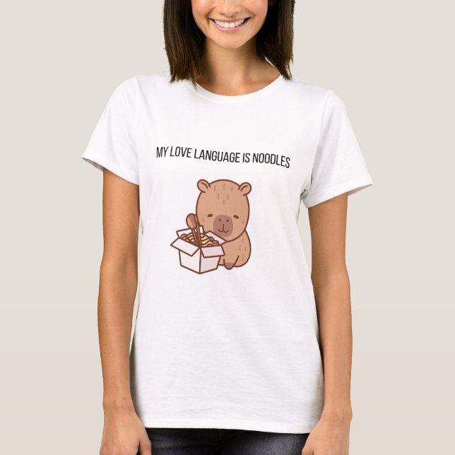 Camiseta My Love Language Is Noodles | Kawaii Capybara Grap (Frente)