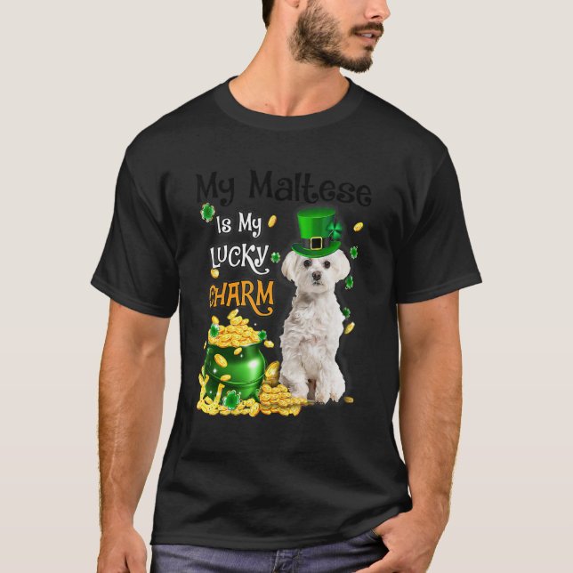 Camiseta My Maltese Is My Lucky Charm Cute Dog Patricks Day (Frente)