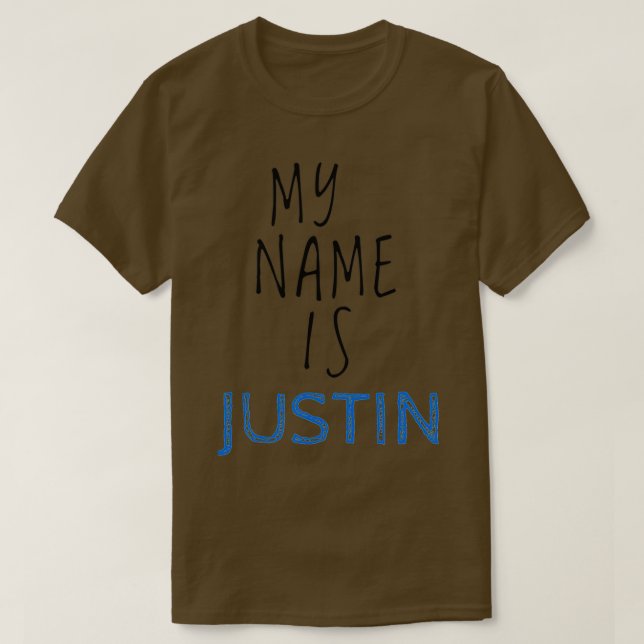Camiseta My Name Is Justin (Frente do Design)