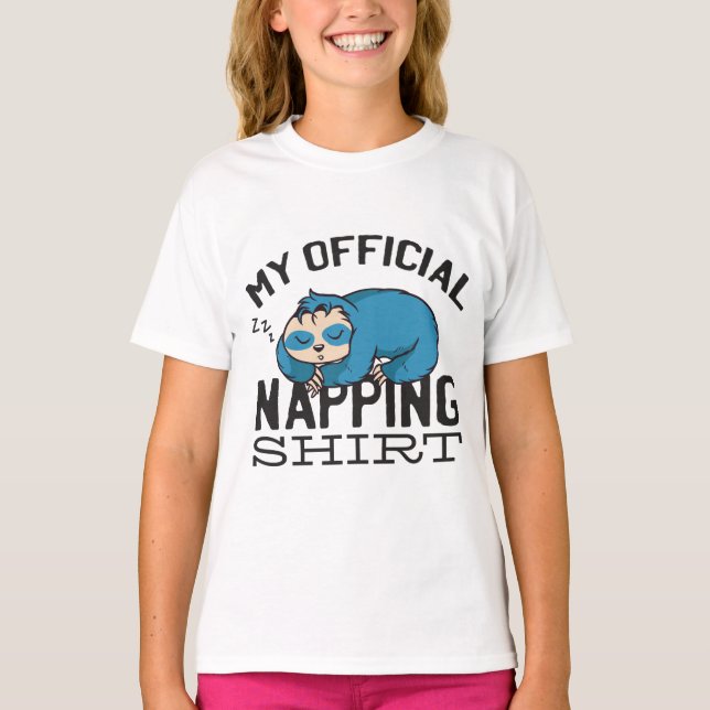 Camiseta My official napping shirt - Lazy sleeping Sloth (Frente)