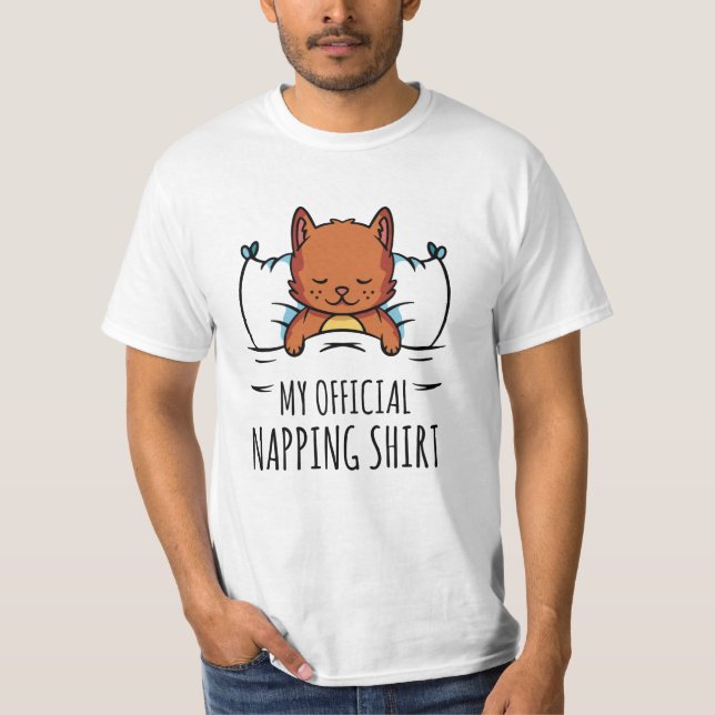 Camiseta My official napping shirt with sleeping Cat (Frente)