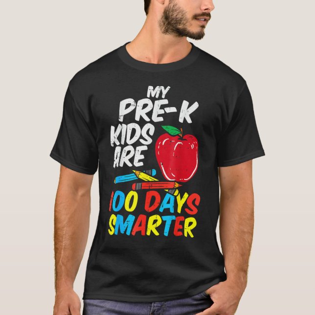 Camiseta My Pre K Kids 100 Days Smarter Apple 100th Day Tea (Frente)