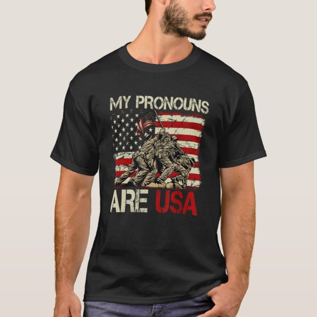 Camiseta My Pronouns Are Usa 4th Of July American Flag Tie  (Frente)