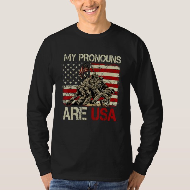 Camiseta My Pronouns Are Usa 4th Of July American Flag Tie  (Frente)