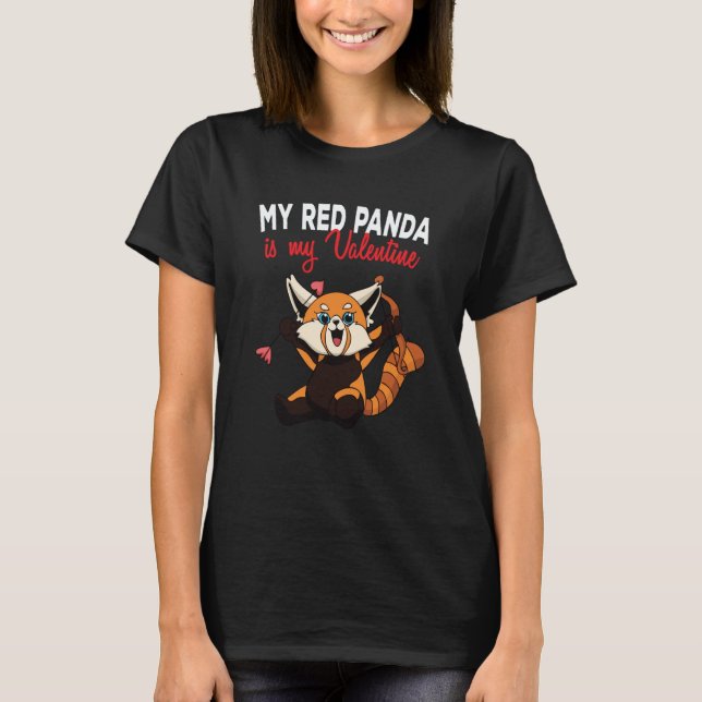 Camiseta My Red Panda Is My Valentine Panda Bear Cupid Vale (Frente)