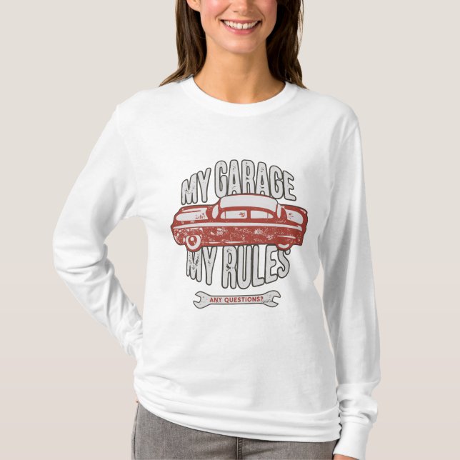 Camiseta My Rules Classic Red Car Retro Mechanic (Frente)