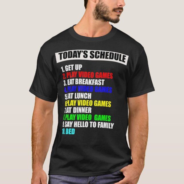 Camiseta My Schedule Perfect Day Video Games Tee Funny Game (Frente)