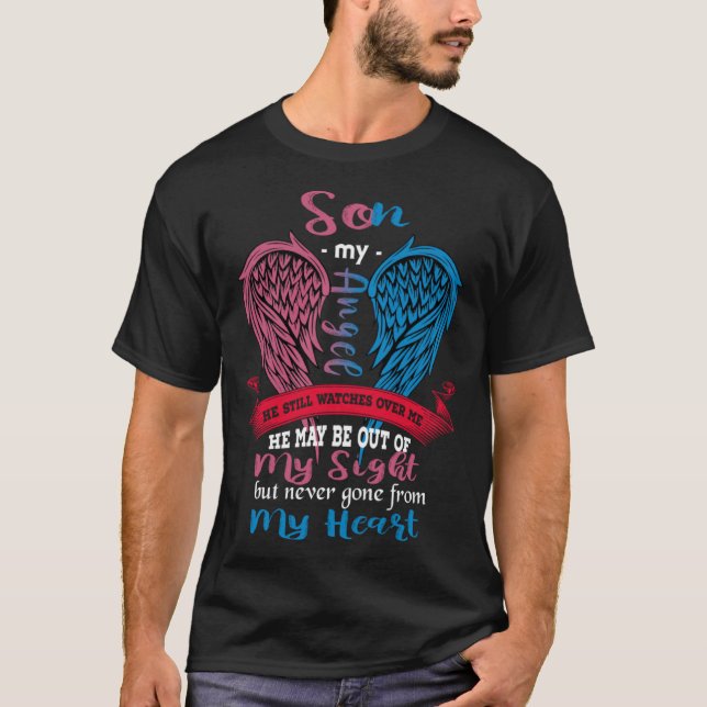 Camiseta My Son Is My Guardian Angel  I Am His Mom Grieving (Frente)