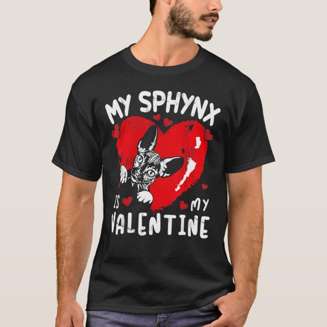 Camiseta My Sphynx Is My Valentine Cat Heart Valentines Day (Frente)