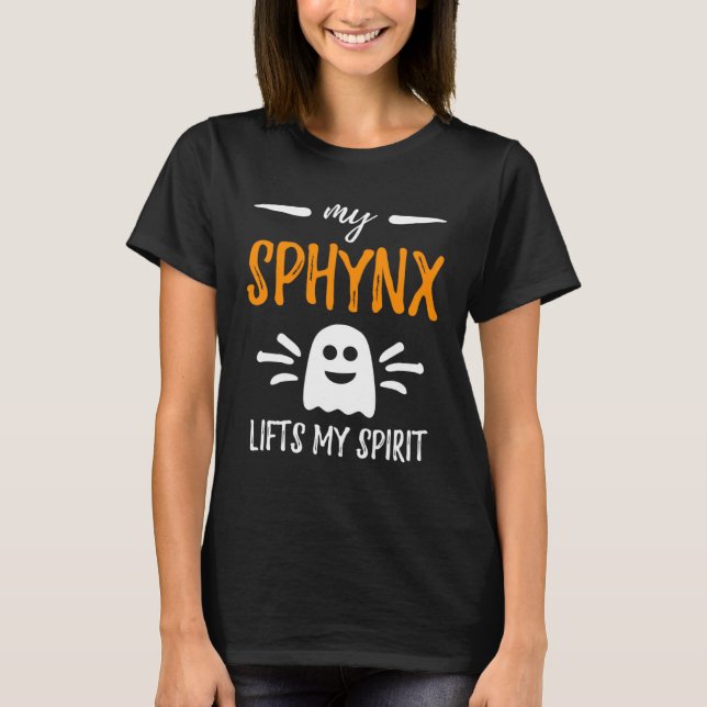 Camiseta My Sphynx Lifts My Spirit Cat Mom Halloween (Frente)