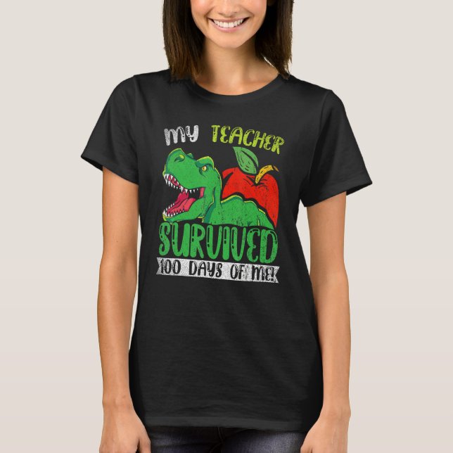 Camiseta My Teacher Survived 100 Days Of Me 100 Days Of Sch (Frente)