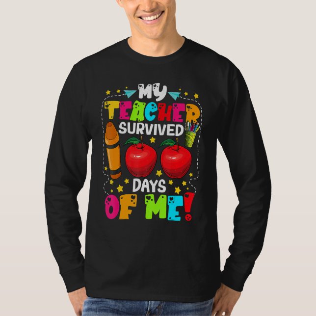 Camiseta My Teacher Survived 100 Days Of Me 100 Days Of Sch (Frente)