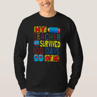 Camiseta My Teacher Survived 100 Days Of Me 100th Day Party