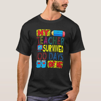 Camiseta My Teacher Survived 100 Days Of Me 100th Day Party