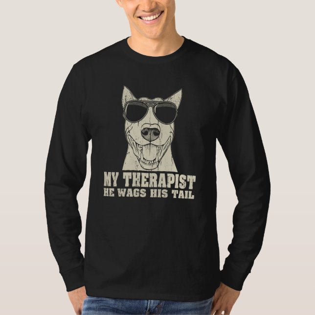 Camiseta My Therapist He Wags His Tail Bull Terrier (Frente)